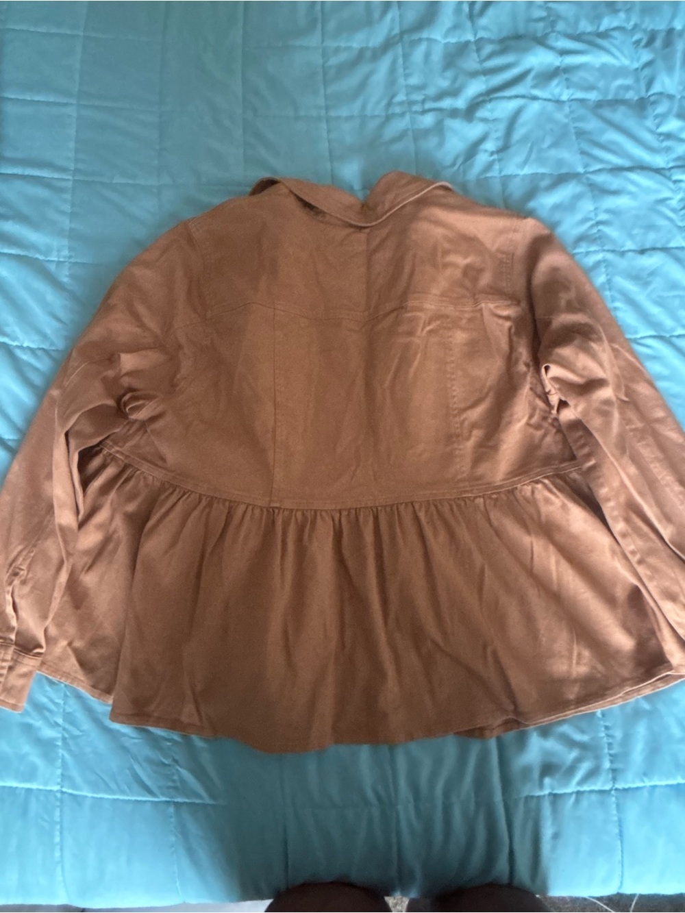 torrid brown button-front utility jacket with peplum waist - Picture 2 of 4